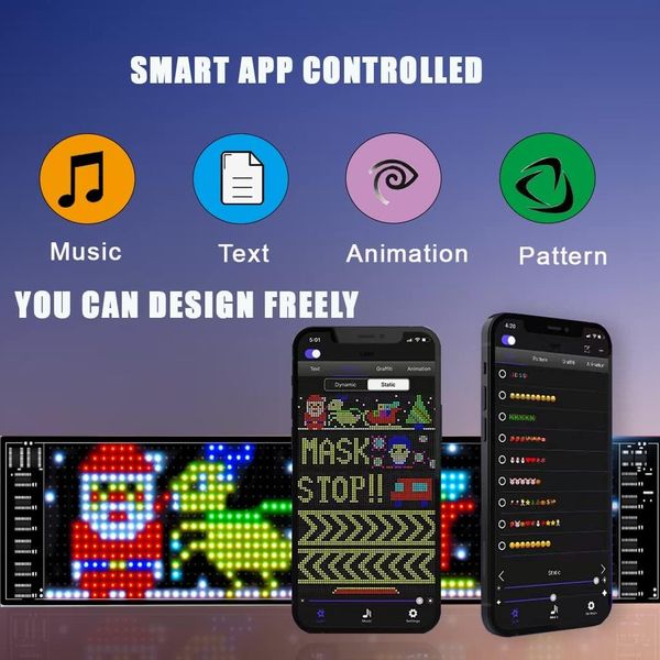 Светодиодная матричная панель, программируемая вывеска для рекламы, Bluetooth, USB 1177 фото