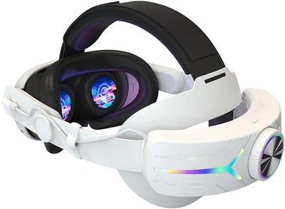 Ремень RGB для головы с аккумулятором 8000 мАг Meta Quest 3, быстрая зарядка, белый 1144 фото