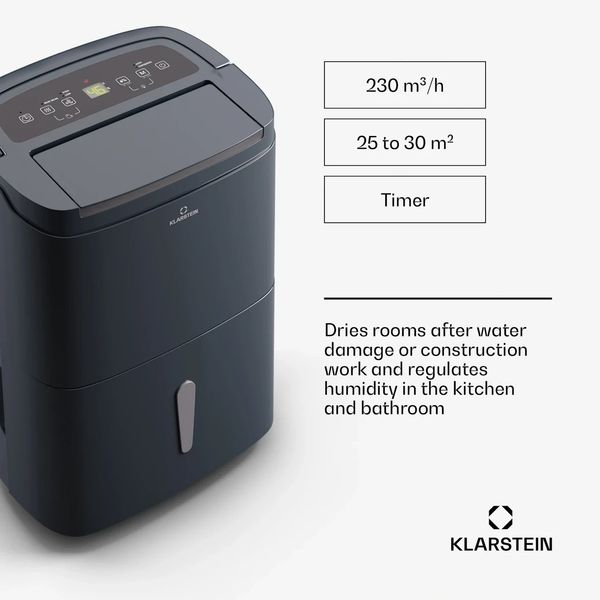 Портативний осушувач Klarstein DryFy Connect 30 Wi-Fi, 25-30 м², 30 л / доба (10045539) 10045539 фото