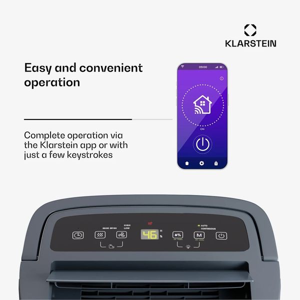 Портативний осушувач Klarstein DryFy Connect 30 Wi-Fi, 25-30 м², 30 л / доба (10045539) 10045539 фото