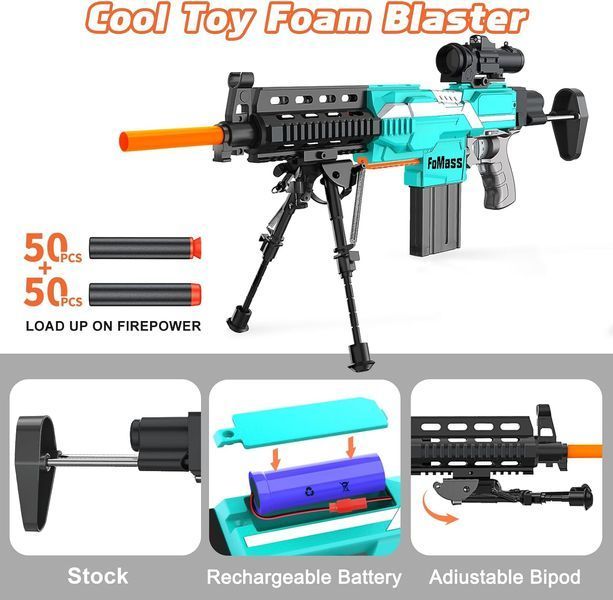 Игрушечная винтовка Nerf Sniper с прицелом с пенопластовыми шариками 100 шариков в подарок T1307 фото