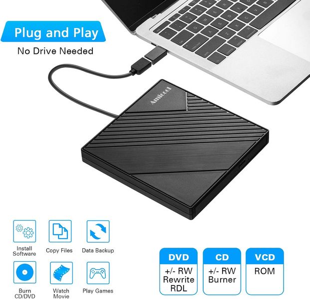 Внешний DVD-привод USB 3.0 с CD-рекордером Amicool CD/DVD +/-RW 1809 фото