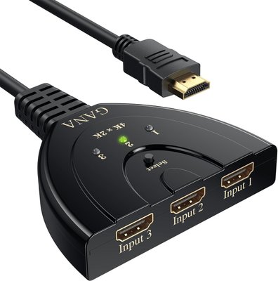 Переходник HDMI 4K, 3-портовый разветвитель HDMI с позолоченным покрытием GANA 1447 фото
