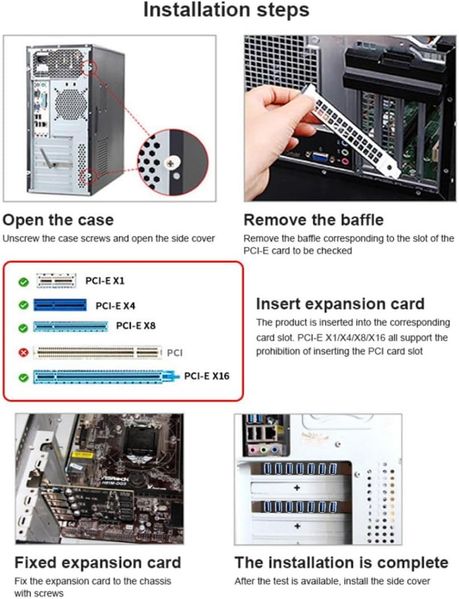 Адаптер карти розширення PCI Express HUB 4 порти PCI-E – USB 3.0 для материнської плати 1759 фото