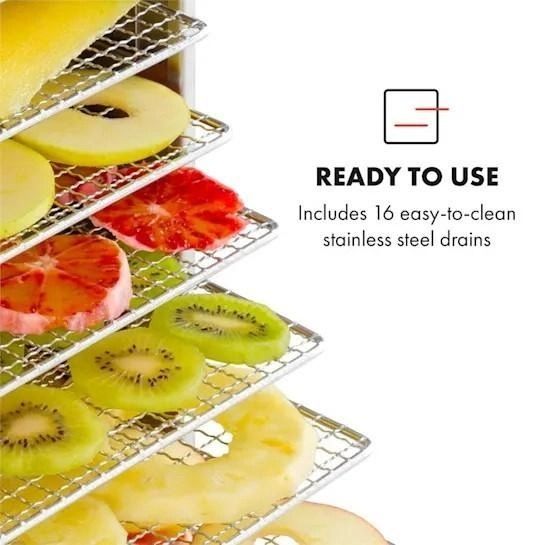 Дегідратор для овочів, фруктів, грибів і м'яса Klarstein Master Jerky 16 полиць, 40-90 °C, сріблястий (10033212) 10033212 фото