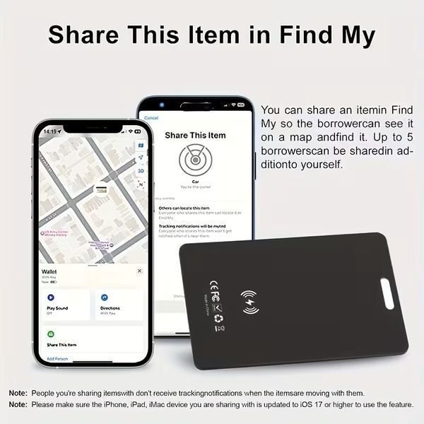 Бездротовий трекер у формі картки для Apple iOS сумісний з додатком Find My T3880 фото