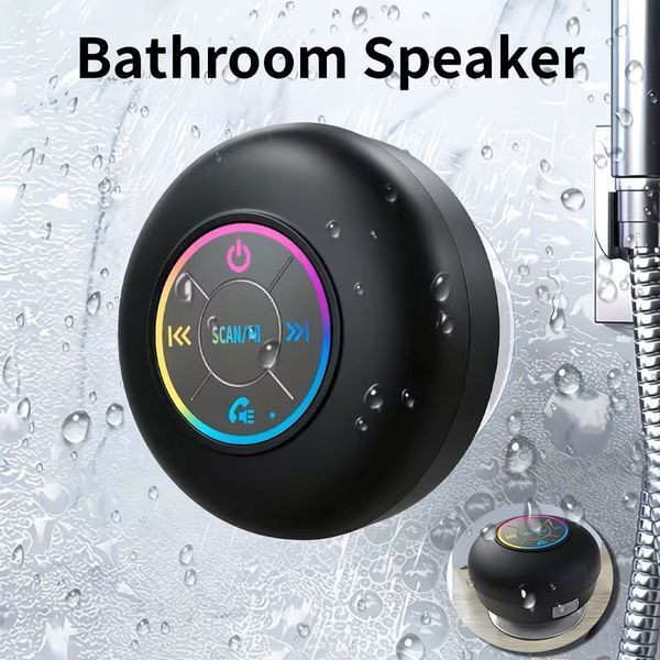Портативна бездротова Bluetooth колонка з вакуумною присоскою, RGB підсвічуванням та мікрофоном для ванної кімнати T4027 фото