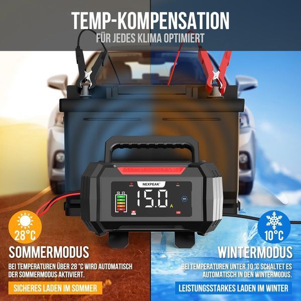 Зарядное устройство для аккумуляторов NEXPEAK NC315 15A 12V/24V LiFePO4/AGM/GEL Gray M3211 фото