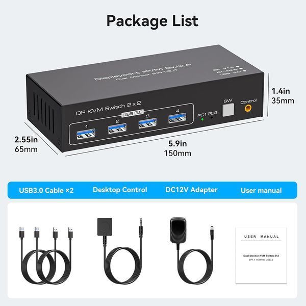 Displayport KVM-перемикач 2 ПК 2 монітори 4K 144Hz  T2722 фото
