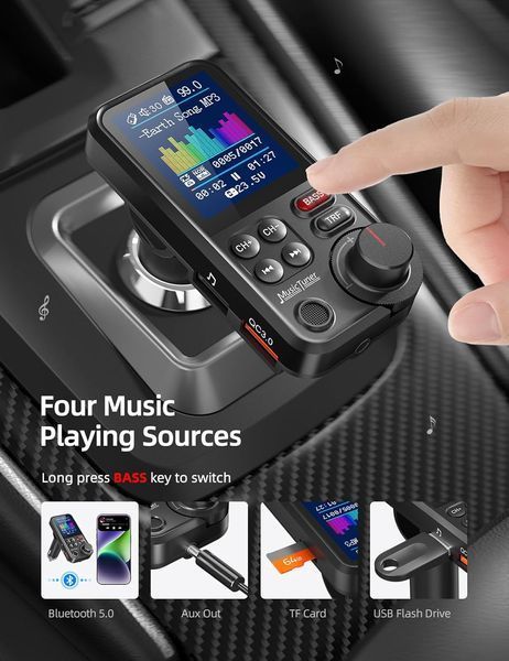 Автомобильный Bluetooth-адаптер Nulaxy FM с экраном T2863 фото