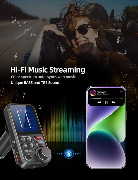 Автомобильный Bluetooth-адаптер Nulaxy FM с экраном T2863 фото