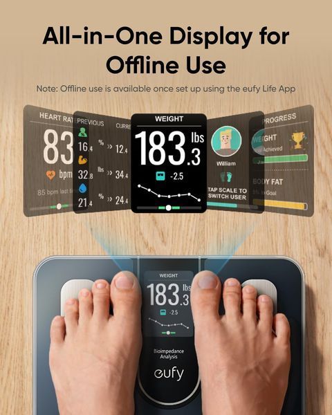 Смарт-весы eufy Smart Scale C20 с TFT-дисплеем и 16 показателями тела M3355 фото