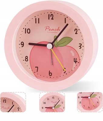 Часы аналоговые с будильником для детей, розовые 0534 фото