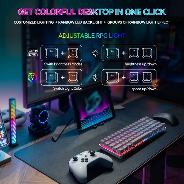 Беспроводная механическая игровая Bluetooth клавиатура CIY X79 с подсветкой RGB, 68 клавиш 1357 фото