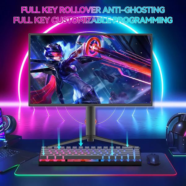 Беспроводная механическая игровая Bluetooth клавиатура CIY X79 с подсветкой RGB, 68 клавиш 1357 фото