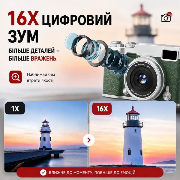 Компактний цифровий фотоапарат з поворотною камерою 48 Мп та підтримкою відео 1080P M3788 фото
