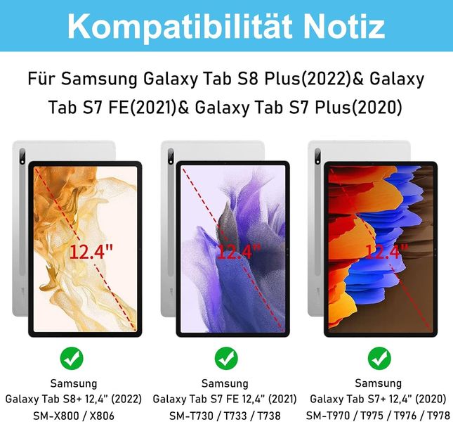 Чехол с клавиатурой для Samsung Tab S7 FE/S7+/S7 Plus/S8 Plus 12,4 дюйма 1672 фото