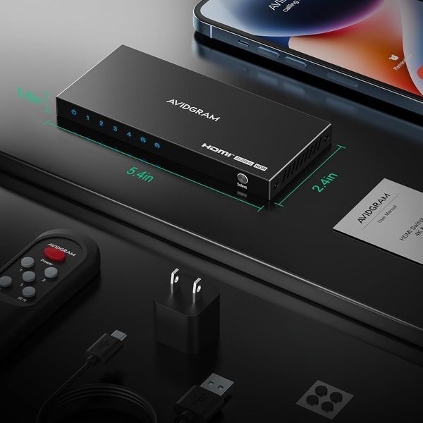 HDMI-перемикач 4K 60 Гц AVIDGRAM HDMI 2.0 Switcher 4 в 1  T2418 фото