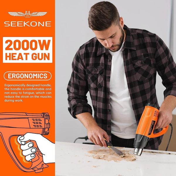 Термоповітряний пістолет SEEKONE 2000 Вт, 60℃-600℃, 6 насадок 1100 фото