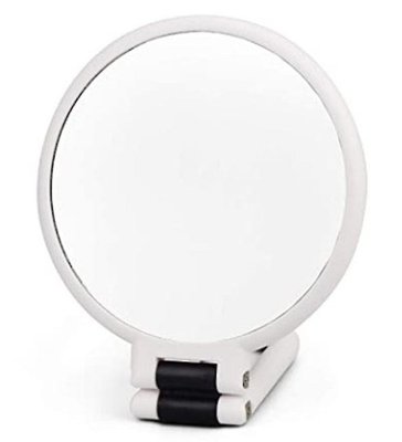 Ручное косметическое зеркало с увеличением 5х и складной ручкой на 360", белое 0519 фото