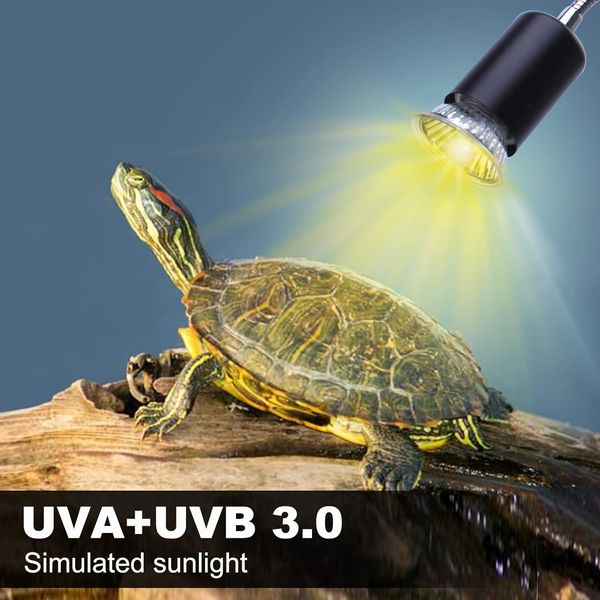 Акваріумна лампа для обігріву рептилій PewinGo 2х50 Вт, світло UVA UVB 1470 фото