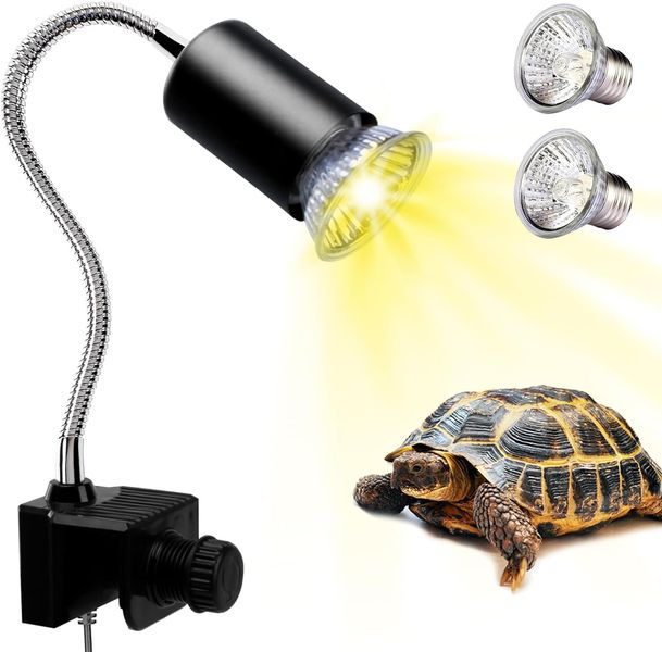 Акваріумна лампа для обігріву рептилій PewinGo 2х50 Вт, світло UVA UVB 1470 фото