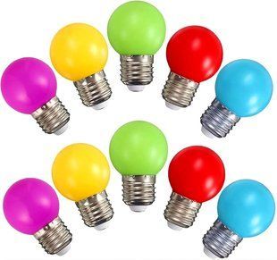 Комплект цветных LED ламп E27 1 Вт 10 штук T3646 фото