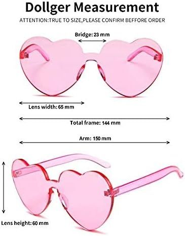 Набір сонцезахисних окулярів 8 шт у формі серця без оправи, рожеві (6 шт), прозорі (2 шт) 0521 фото