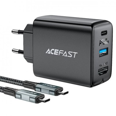 Мережевий зарядний пристрій ACEFAST A17 65W GaN multi-function HUB charger set Black 0273 фото
