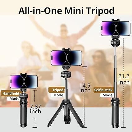 Міні-штатив (селфі-палка) для телефону/фотокамери/GoPro Atumtek 3 в 1 чорний 0530 фото
