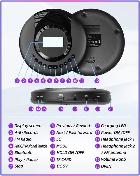 Портативный CD-проигрыватель ARAFUNA BCD21 1633 фото