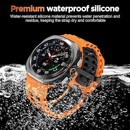 Силиконовый ремешок для Samsung Galaxy Watch Ultra 47mm Gray und Orange T2969 фото