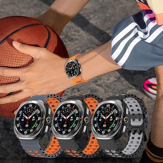 Силиконовый ремешок для Samsung Galaxy Watch Ultra 47mm Gray und Orange T2969 фото