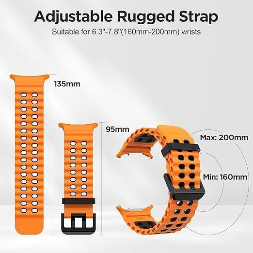 Силиконовый ремешок для Samsung Galaxy Watch Ultra 47mm Gray und Orange T2969 фото
