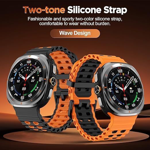 Силиконовый ремешок для Samsung Galaxy Watch Ultra 47mm Gray und Orange T2969 фото