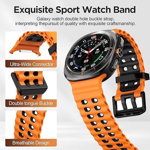 Силиконовый ремешок для Samsung Galaxy Watch Ultra 47mm Gray und Orange T2969 фото