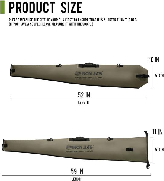 Водонепроницаемый длинный чехол для винтовки с прицелом IRON JIA'S 51 x 12 дюймов (130 см x 31 см), зеленый 0387 фото