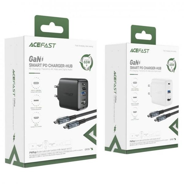 Сетевое зарядное устройство для ACEFAST A17 65W GaN multi-function HUB charger set Black 0273 фото