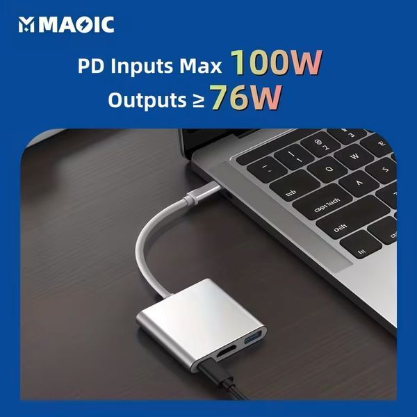 USB хаб 3-в-1 Type-C з HDMI для MacBook T4081 фото