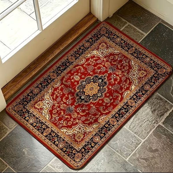 Винтажный прямоугольный коврик из полиэстера для дома и улицы 40х60 см T3984 фото