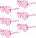 Набір сонцезахисних окулярів 8 шт у формі серця без оправи, рожеві (6 шт), прозорі (2 шт) 0521 фото 1