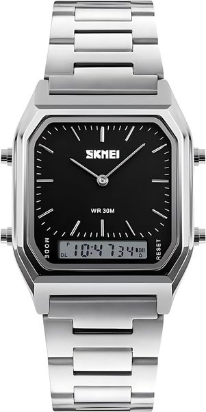 Наручний водонепроникний годинник із нержавіючої сталі Skmei, сріблястий 0813 фото