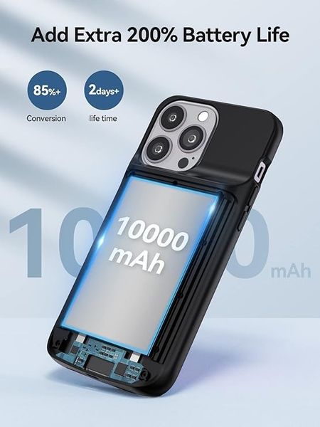 Чохол-пауербанк 10000 мАг Newdery для iPhone 14/13/12 Pro Max, iPhone 14 Plus 6.7” чорний 0635 фото