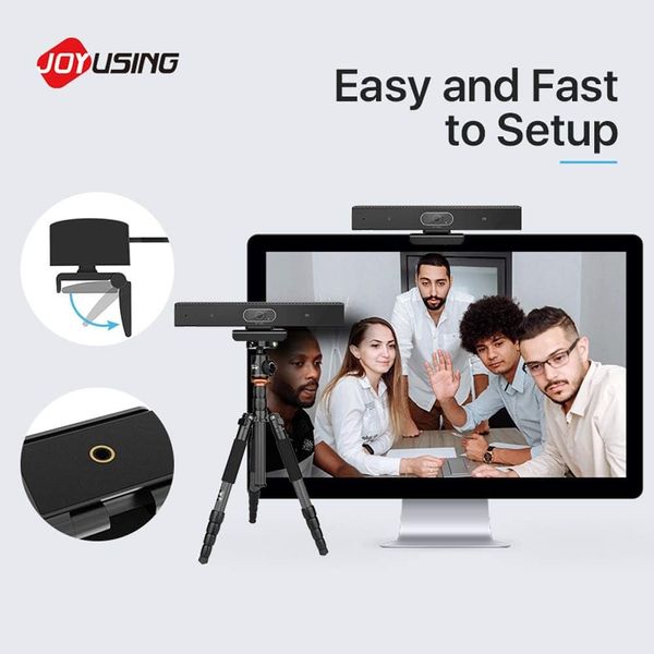 Веб-камера для конференций Joyusing 1080P HD с микрофоном и динамиком угол – 90°, черная 0351 фото