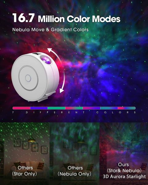 Светодиодный проектор звездного неба SUPPOU, WiFi, таймер, RGB подсветка 1362 фото