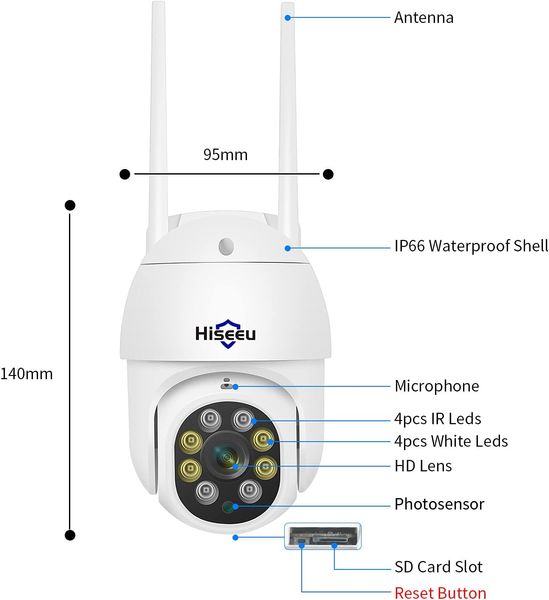 Вулична камера стеження Hiseeu WHD305 з датчиком руху 1712 фото