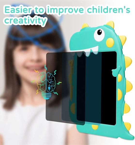 Детский планшет LCD 8,5" для рисования в виде динозавра, голубой 0549 фото