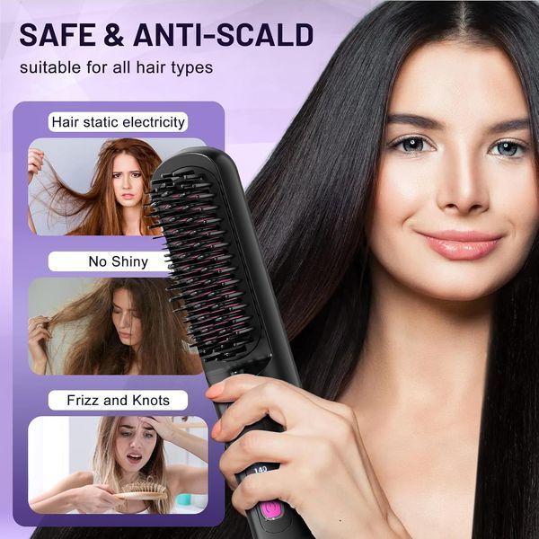 Беспроводная щетка-выпрямитель для волос Vutlace Numoya Go Brush Pro с аккумулятором и регулировкой температуры M4035 фото