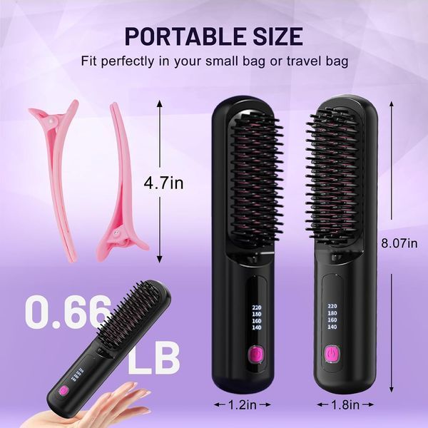 Беспроводная щетка-выпрямитель для волос Vutlace Numoya Go Brush Pro с аккумулятором и регулировкой температуры M4035 фото