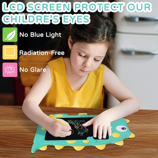 Детский планшет LCD 8,5" для рисования в виде динозавра, голубой 0549 фото
